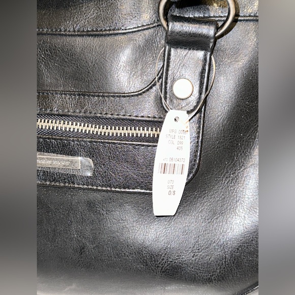 Vintage Y2K Victoria’s Secret Black Leatherette Satchel Handbag Pink Lining - Picture 5 of 15